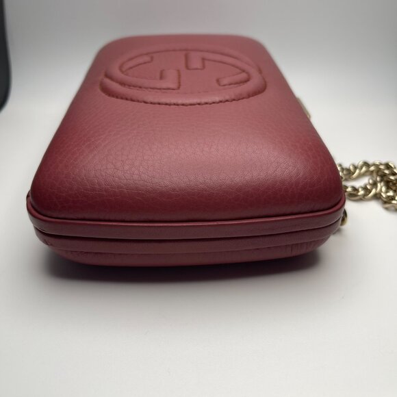 Gucci Calfskin Leather Soho Hard Case Clutch Shoulder Bag -Mauve/Pink - Preowned - Picture 5 of 12